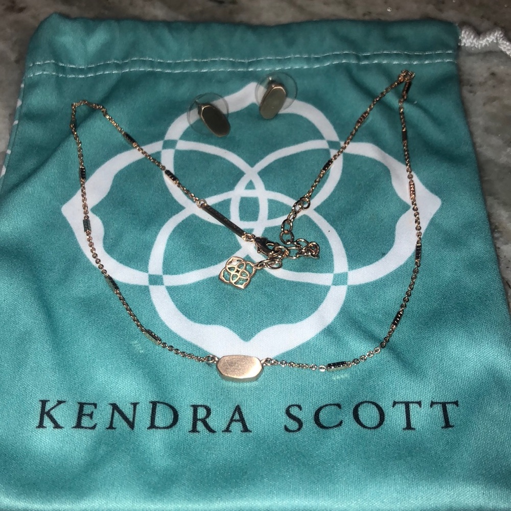 Kendra Scott gold earrings & necklace set